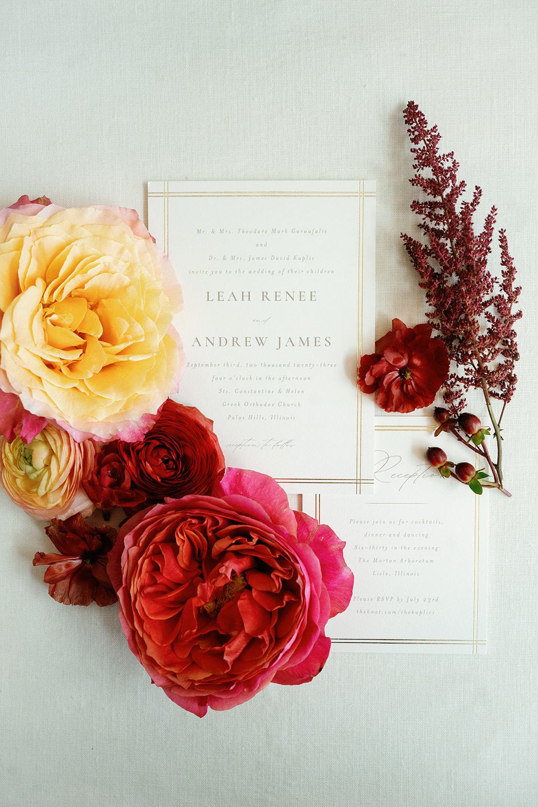 Roses and wedding invitation