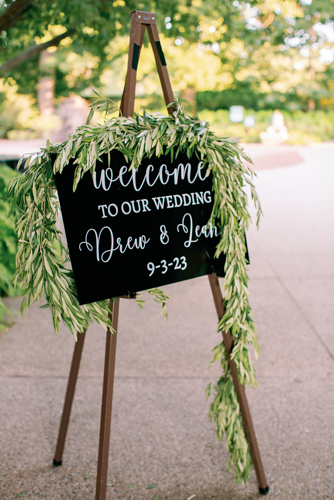 Welcome to our wedding sign with greenery