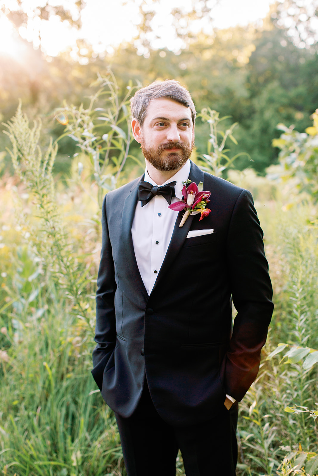 Groom with Orchid Boutonniere